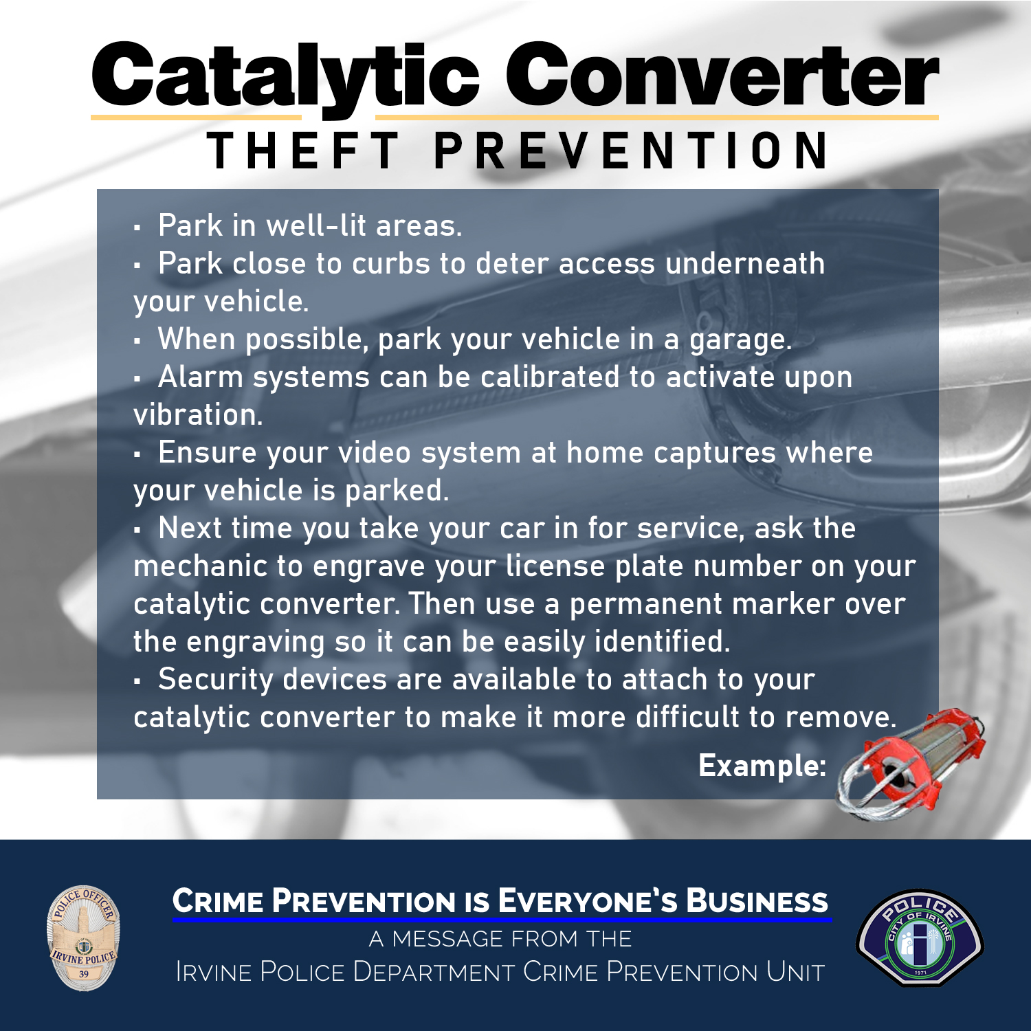 Prevent Catalytic Converter Theft City of Irvine
